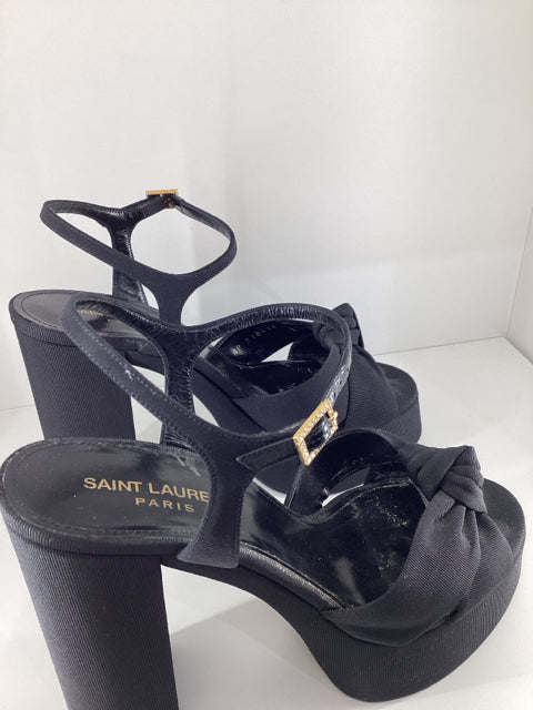 Pre Owned Yves Saint Laurent Sz 39 Grosgrain Bianca Platform Sandal Designer Shoes