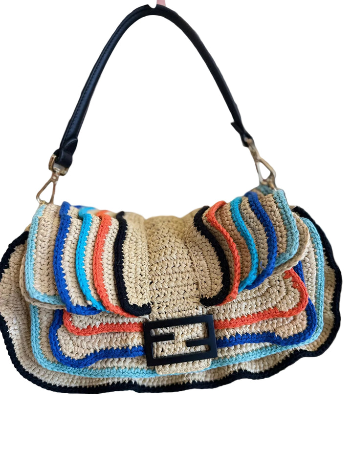 NWT Fendi RAFFIA BAQUETTE Cross Body