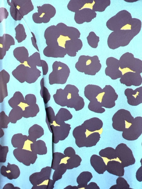 NWT La Double J Sz XL Turtle Neck Flower Leopard Print Blouse Top