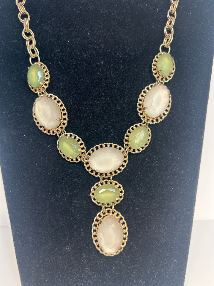 Vintage Gold Statement Necklace w/ Faux Stones