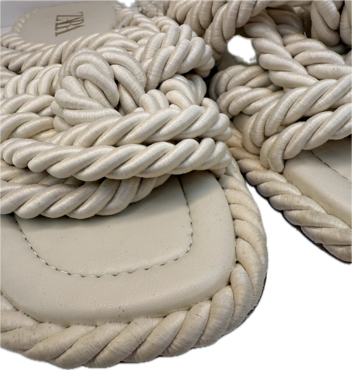 Zara Cream Rope Slides Shoes Sz 9