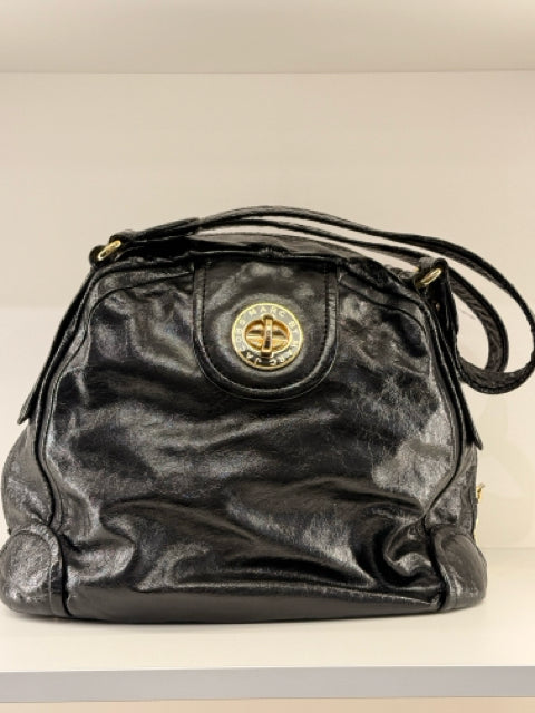 Marc Jacobs Top handle Black Patent Leather with gold hardware Satchel Bag