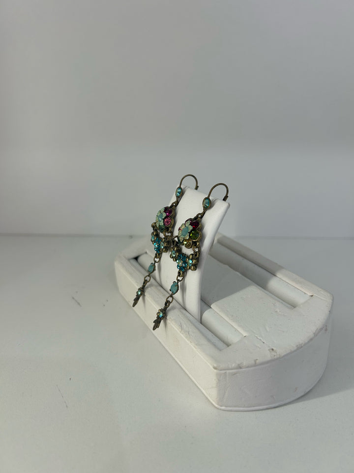 Michal Negrin Multi Color Flower Dangle Earrings