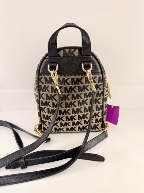 Pre Owned Michael Kors Canva  Brown Mini Logo w/ gold hardware Backpack