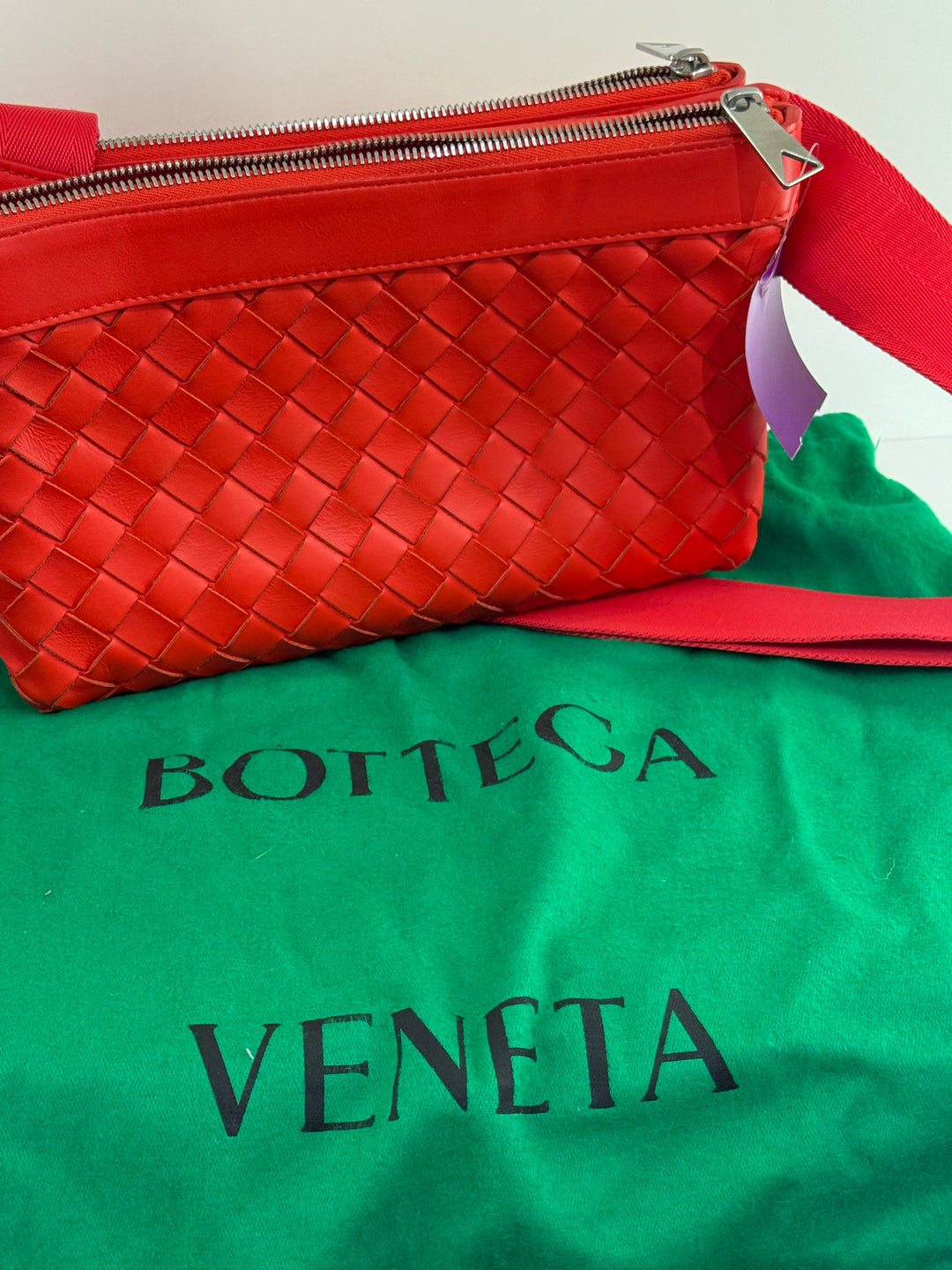 Bottega Veneta Intreciato Cross Nody Double Zip Designer Bag