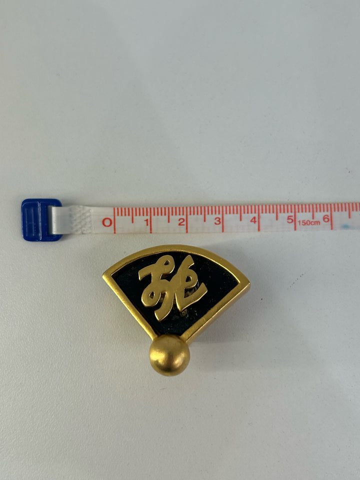 Vintage Karl Lagerfeld Gold Fan Earrings w/ KL