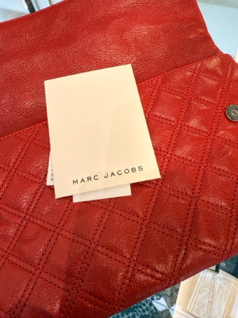 Marc Jacobs Quilted Red Leather Flapover Clutch