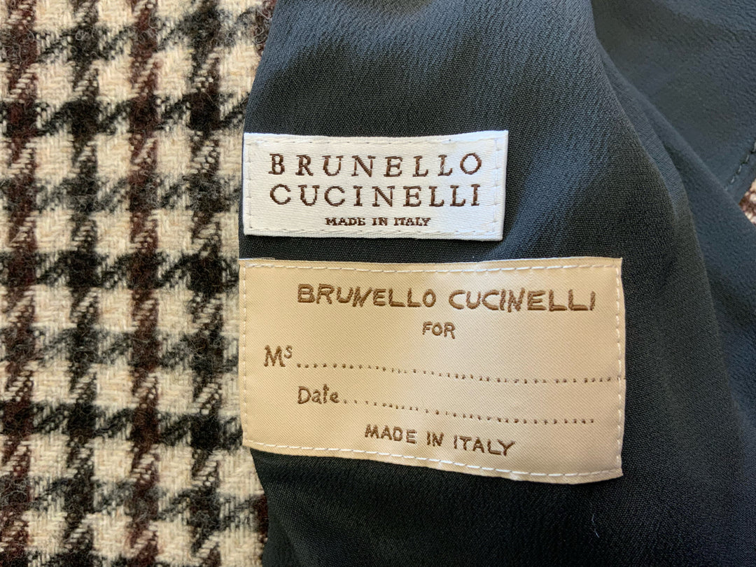 Brunello Cucinelli Houndstooth Double Breast Blazer Sz 40