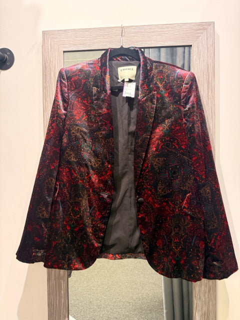 L'Agence Sz 12 Velvet Printed Blazer Jacket
