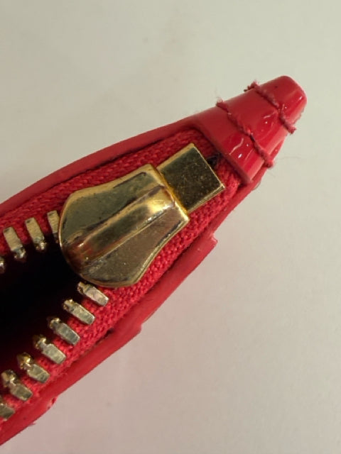 Pre Owned Bottega Venettta Patent Leather Red Card Case Designer Wallet