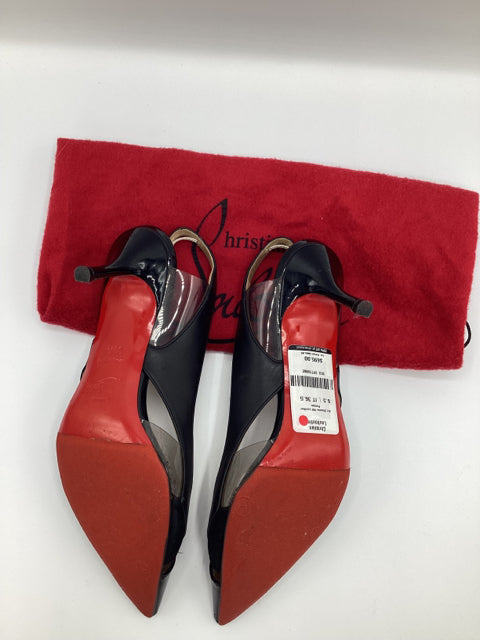 Pre Owned Christian Louboutin Sz 36.5 Suede/leather Slingbacks Shoes w/ Dustbag