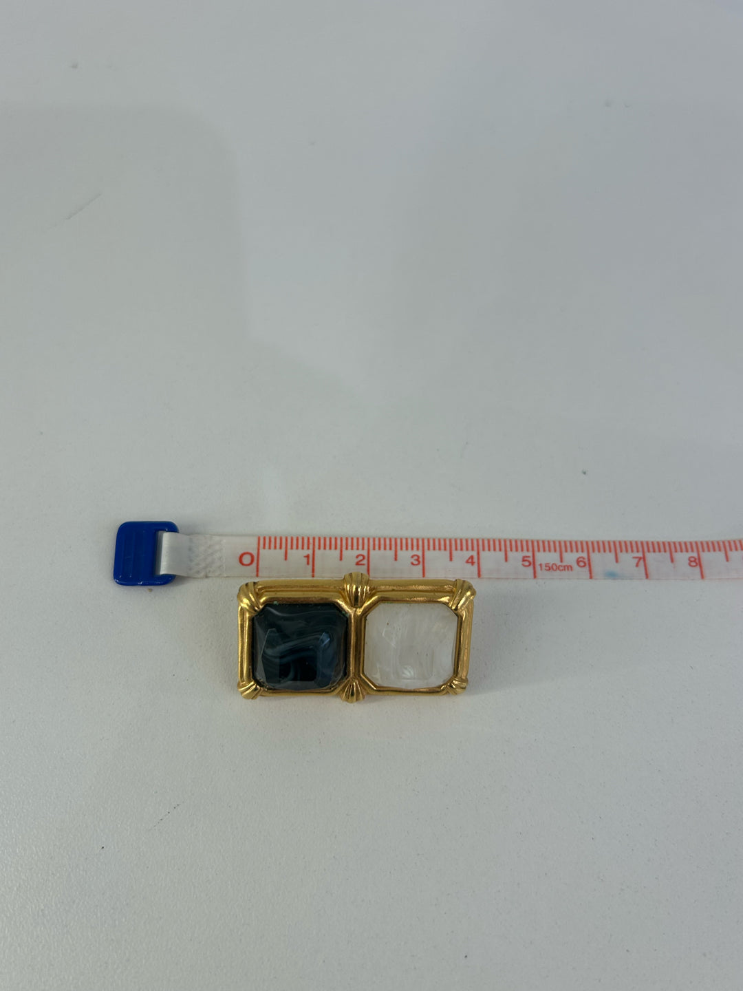 Vintage Karl Lagerfeld Clip On 1.5" Square Stone Earrings