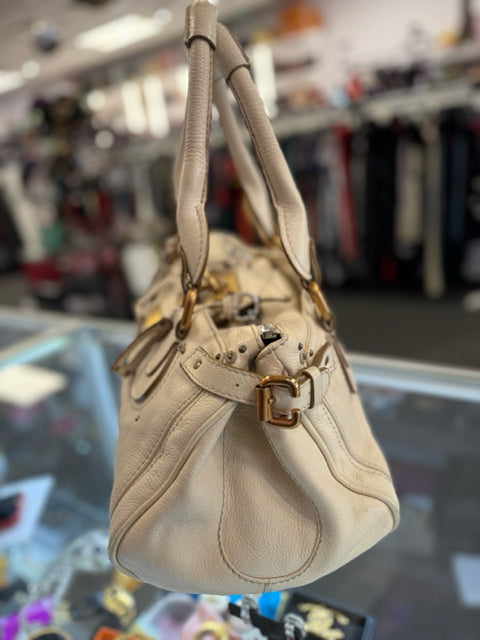 Chloe Leather Off White Paddington Designer Bag