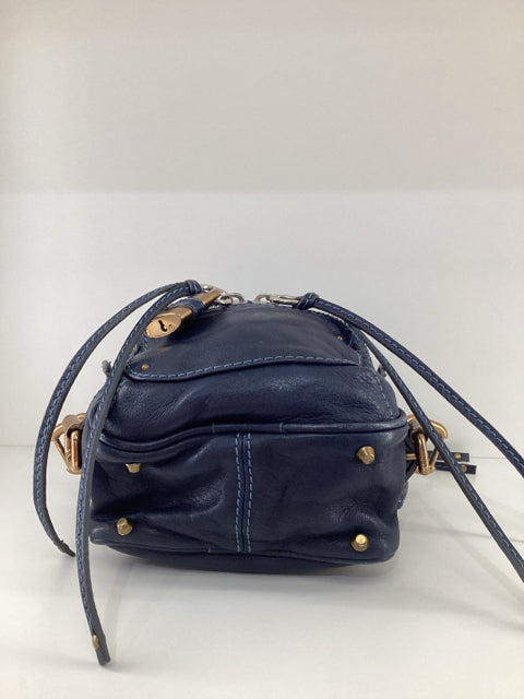 Pre Owned Chloe Paddington Blue Leather Crossbody Designer Bag, No Strap