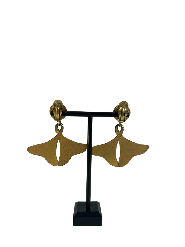 Vintage Karl Lagerfeld Gold Whale Tails Earrings