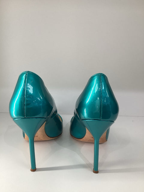 Sz 37.5 Manolo Blahnik Emerald Heels Pumps