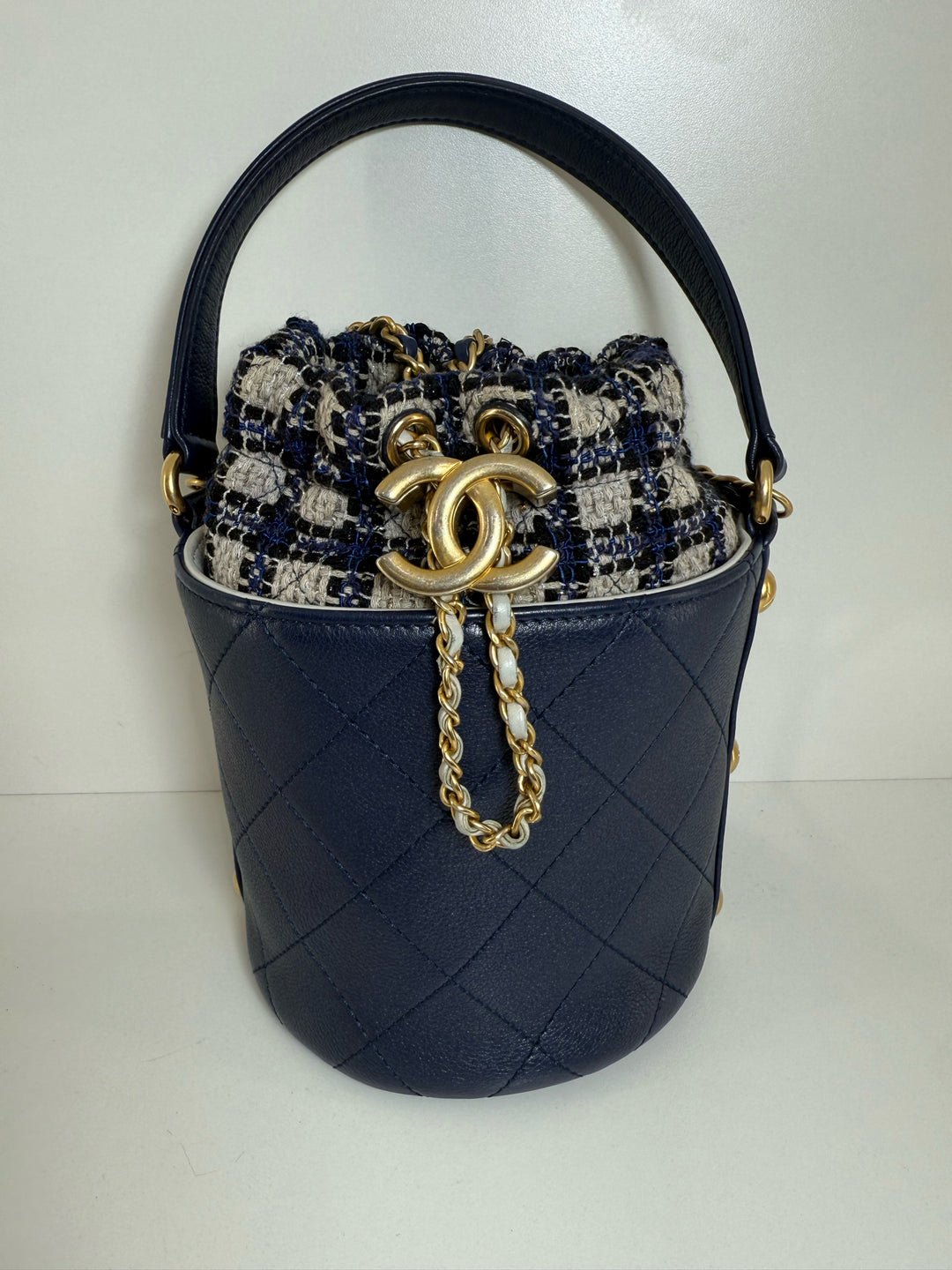 Chanel Small Tweed Bucket Bag Gold hardware Designer Bag