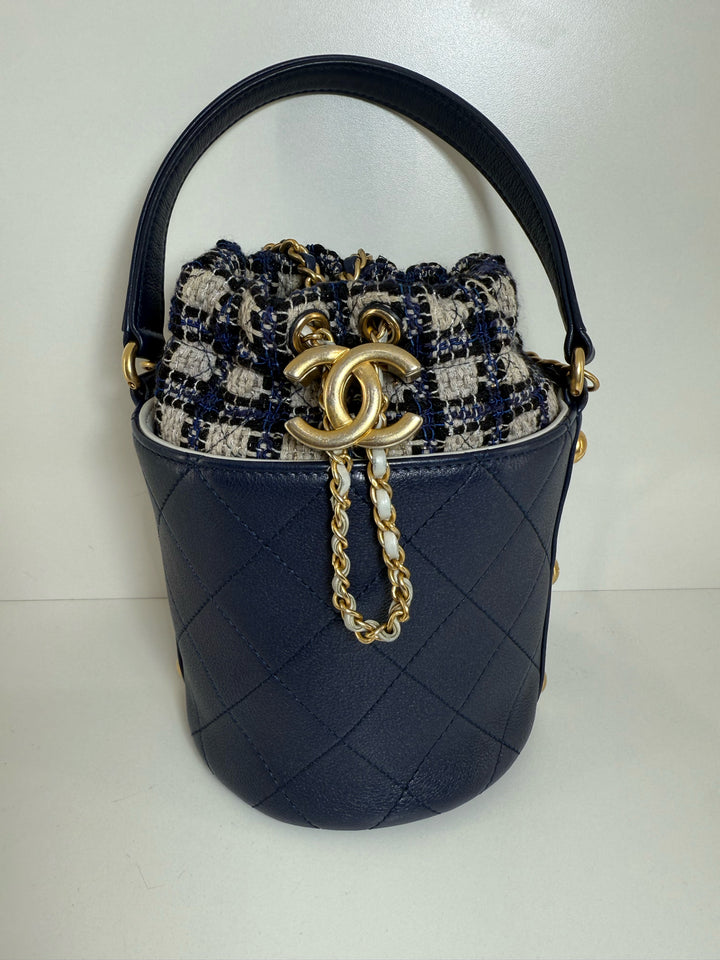 Chanel Small Tweed Bucket Bag Gold hardware Designer Bag
