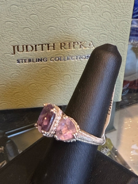 Judith Ring Judith Ripka Ring 3 Stone Amethyst Sterling Silver – eliterepeatny
