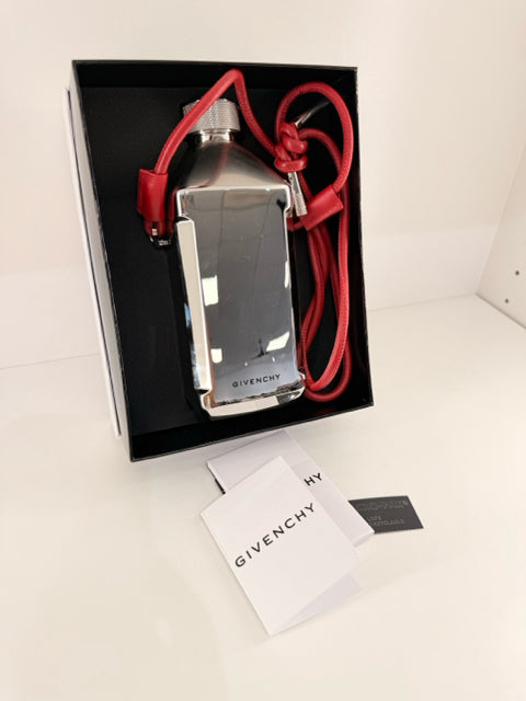 Pre Owned Givenchy Other Beverage flask w/red leather strap in box