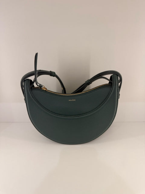 Pre Owned POLENE Numero Dix Hobo Leather Hunter Green Designer Bag w/ Dustbag