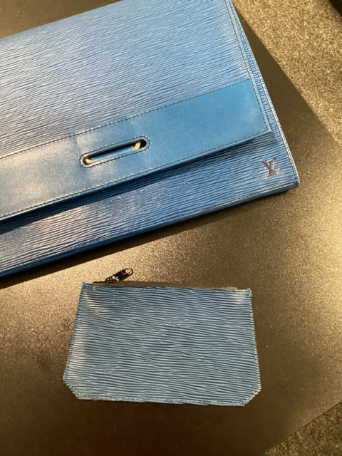 Louis Vuitton Blue Clutch Designer Bag  w/ Dustbag