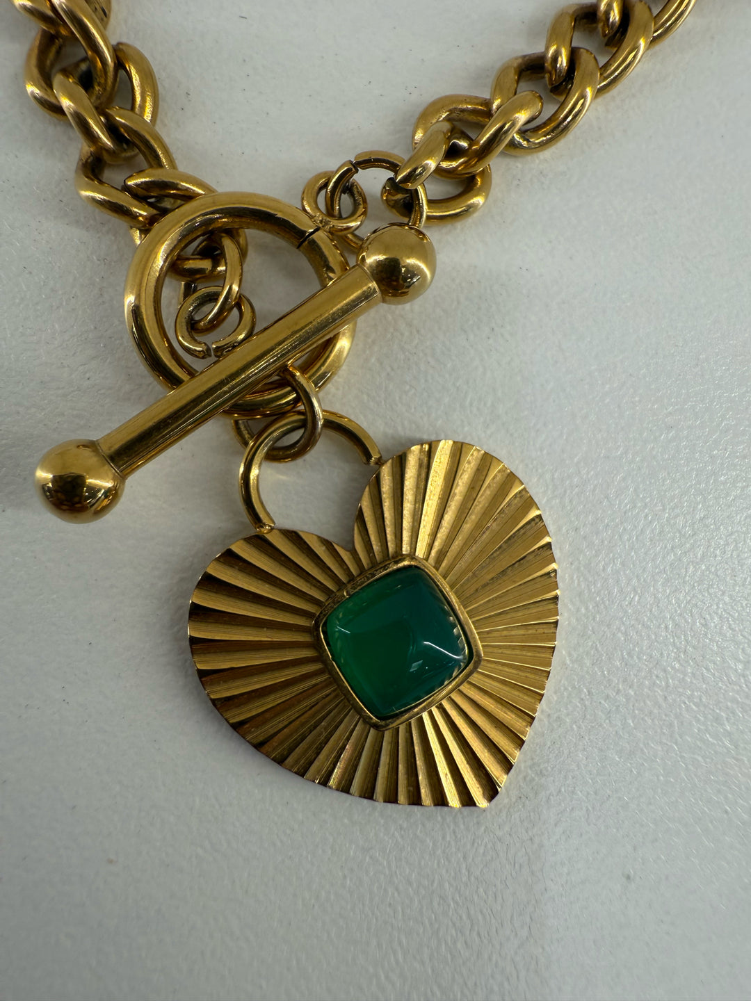 Heart toggle closure w/ jade accent Necklace