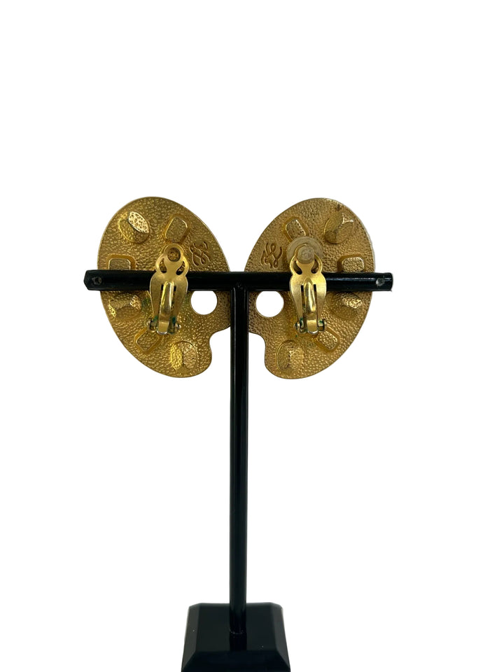 Vintage Karl Lagerfeld 2" Clip On  Earrings