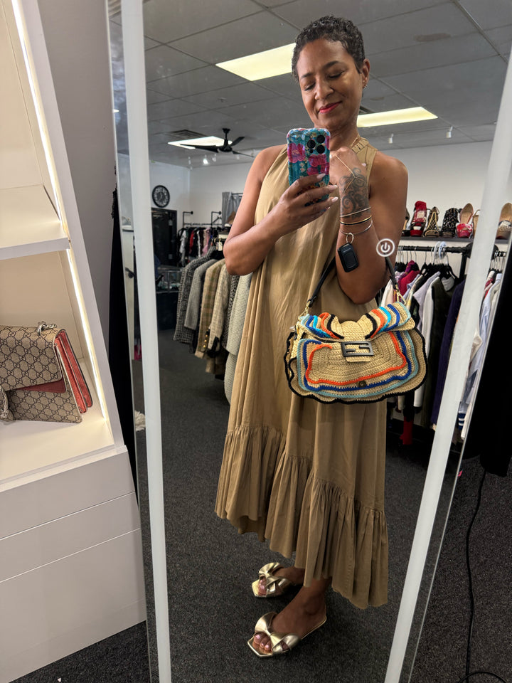 NWT Fendi RAFFIA BAQUETTE Cross Body