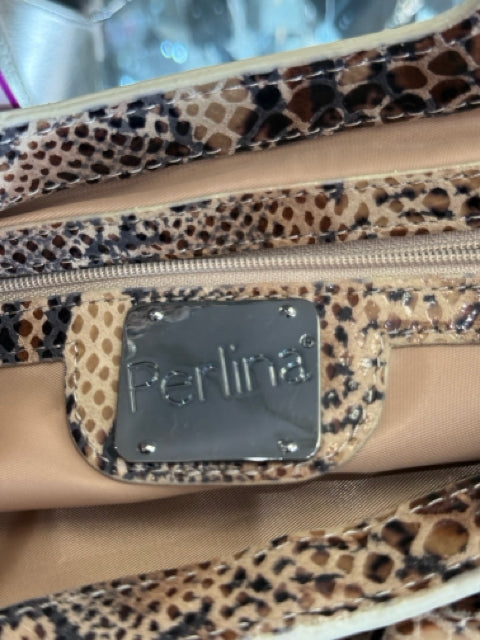 Perlina Snakeskin Print Clutch Bag