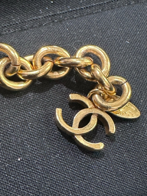 Vintage Chanel Blue & Gold Baroque bracelet 4-blue Gripoix glass cabochons IN BOX Bracelet