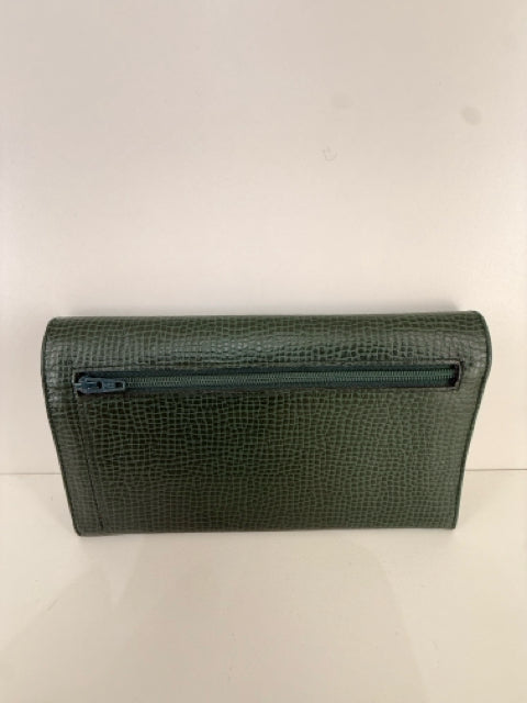 Vintage Christian Dior Green Leather Wallet w/ Gold CD Hardware