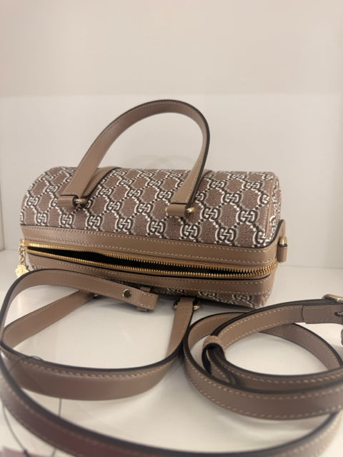 NWT Gucci GG Shadow Boston Canvas & Leather Crossbody Strap