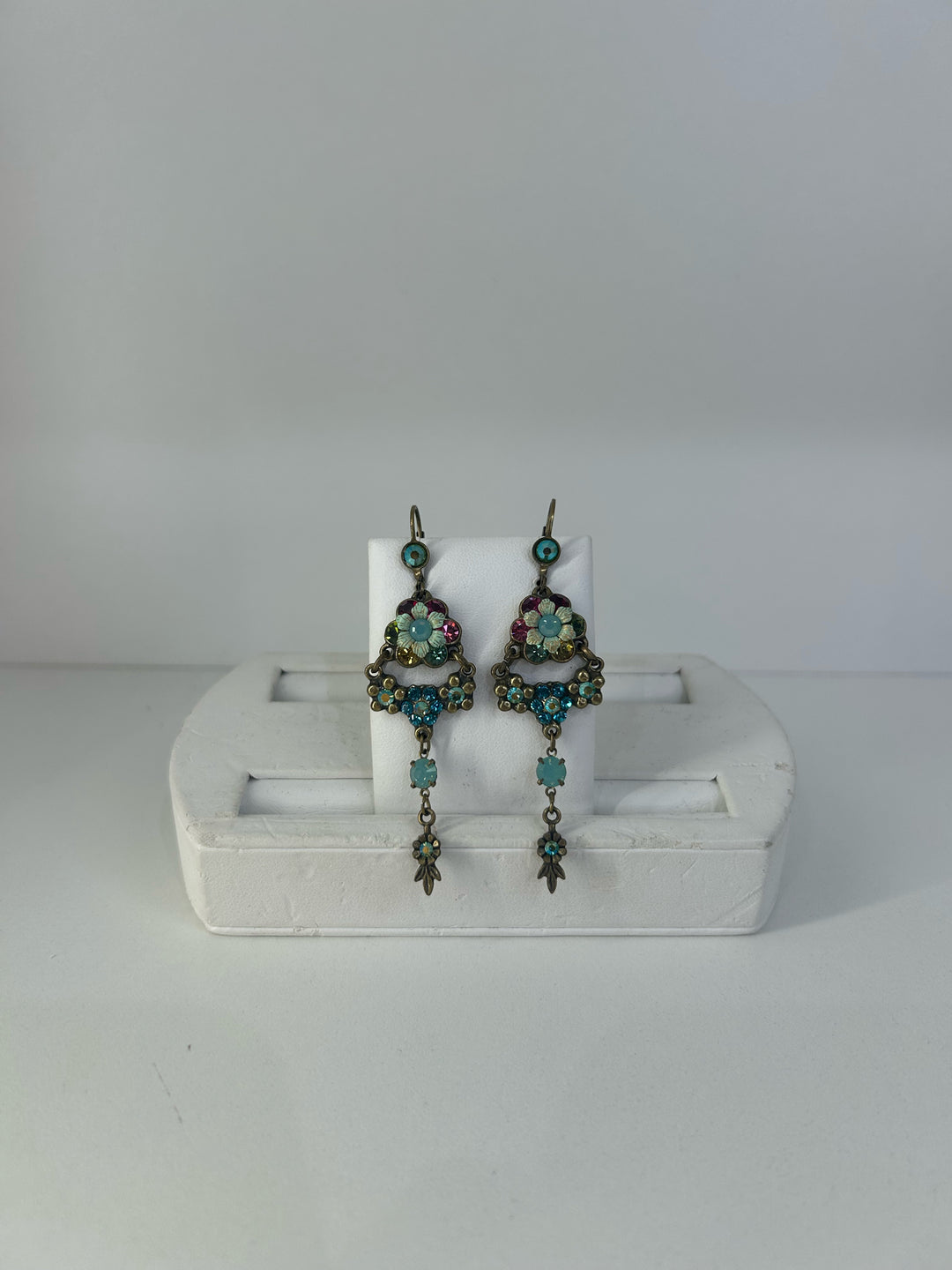 Michal Negrin Multi Color Flower Dangle Earrings