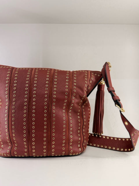 Pre Owned Michael Kors Brick Red Brooklyn Leather Shoulder X Bag