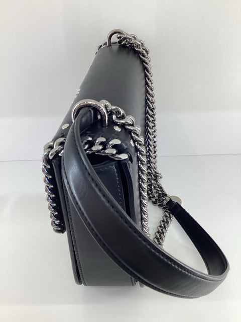 Pre Owned Stella Mccartney Black Vegan Leather Xbody Embroidered Bird/Floral W/ Dustbag
