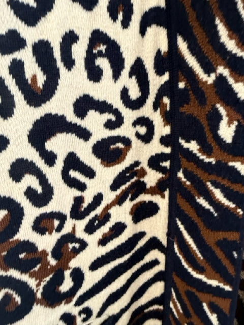 Escada Sz 34 Leopard Black and Cream Cardigan Sweater