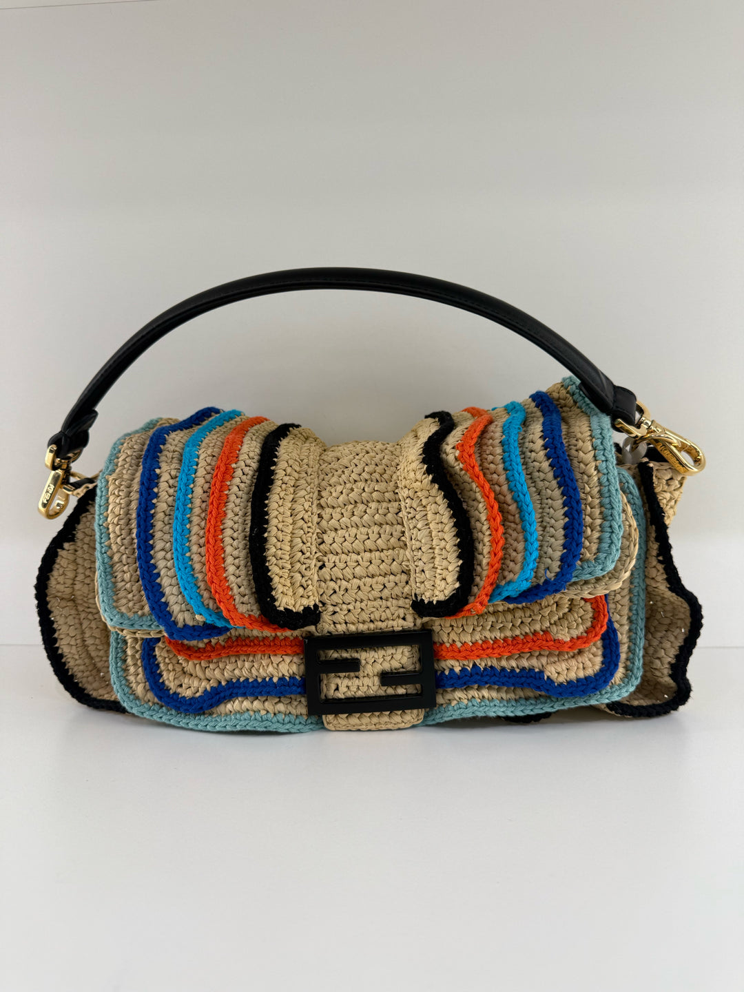 NWT Fendi RAFFIA BAQUETTE Cross Body