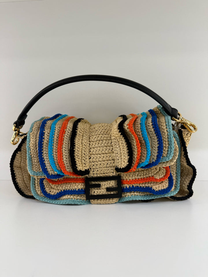 NWT Fendi RAFFIA BAQUETTE Cross Body