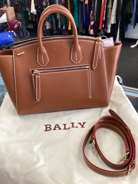 Bally Camel Brown Leather Tote Bag