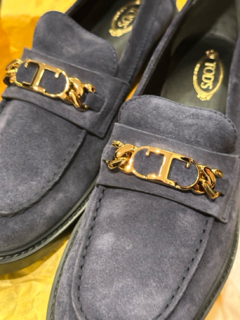 Tod's Sz 39.5 Blue Suede Loafers