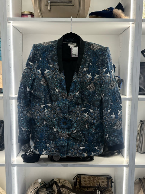 Helmut Lang Sz 10 Floral Print with Black Lapel Jacket
