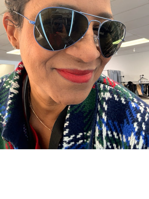 Pre Owned Ray Ban Aviator Large Blue Metal Sunglasses w/ Case