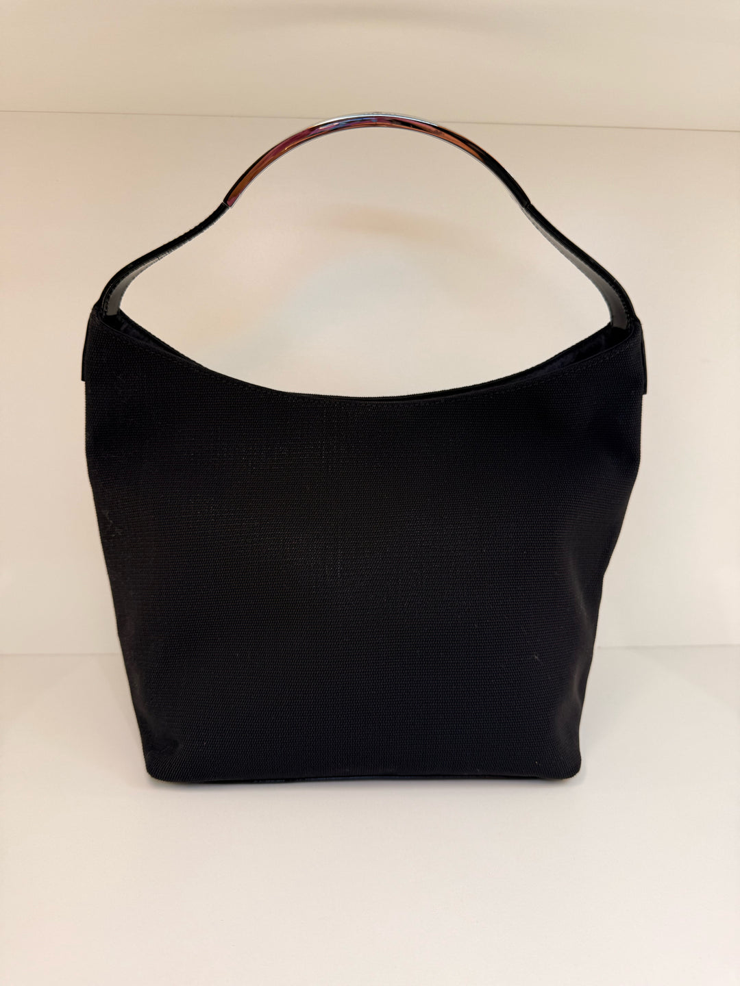 Vintage Gucci Microfiber Metal Handle Shoulder Designer Bag