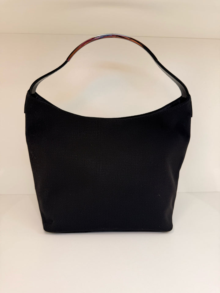 Vintage Gucci Microfiber Metal Handle Shoulder Designer Bag