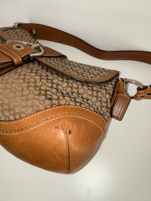 Vintage Coach Canvas Soho Flap Shoulder Bag C Monogram