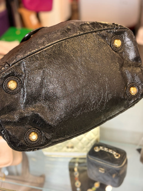 Marc Jacobs Top handle Black Patent Leather with gold hardware Satchel Bag