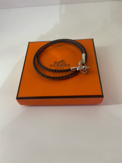 Pre Owned Hermes' Glenan Double Tour Designer Bracelet Full Set