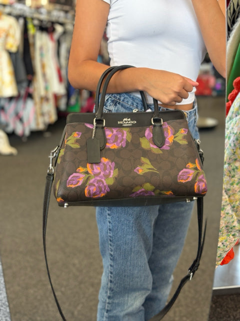 Coach Satchel Leather 2 Handle Hand Bag