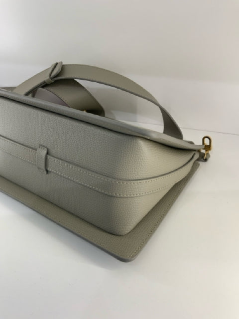 NWT  POLENE Taupe Pebbled Leather top handle w/ gold front closure shoulder bag.